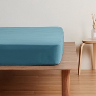 純棉素面雙人床包-暮光綠