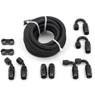 Hot sale 20FT stainless steel braided oil fuel hose cable + AN6/AN8/AN10 hose end fixing adapter oil hose kit with clip
