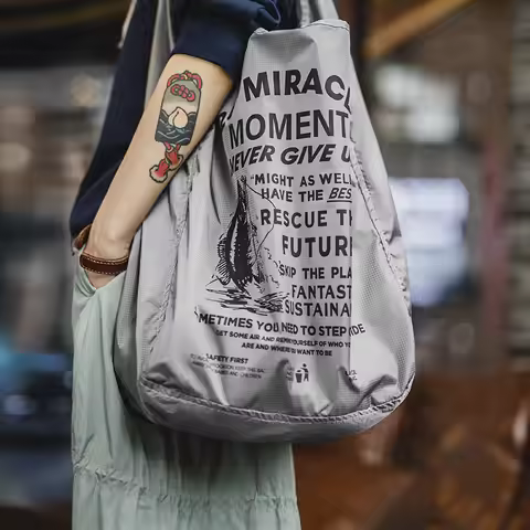 Maden Grey Outdoor Lightweight bag Foldable Shoulder Women Bag Nylon Travel Crossbody Tote Large Cap