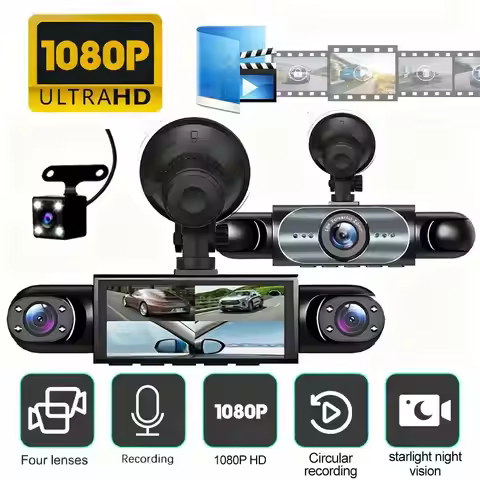 4 Channel Dash Cam 360° View 1080P 64GB Driving Recorder Loop Recording, 24H Parking Mode Full View 