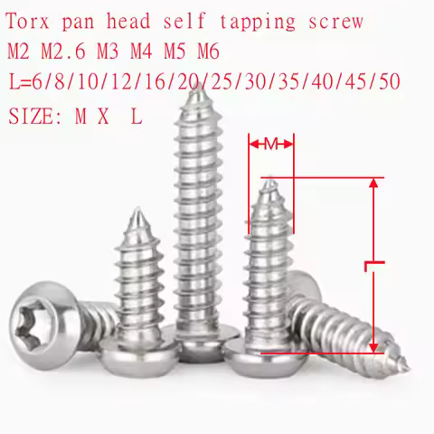 10-100pcs M2 M2.6 M3 M4 M5 M6 six-lobe torx round pan Head Self Tapping Screws 304 Stainless Steel T