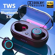 【TWS HiFi Stereo】หูฟังบลูทูธไร้สาย หูฟังกีฬา หูฟังออกกำลังกาย เปิดและเชื่อมต่ออัตโน TWS Bluetooth Earphone True Wireless Earbuds HiFi Stereo Headset 9D Surround Bass Headphone LED Display Touch Control