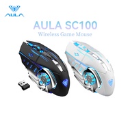AULA SC100 800mAh Rechargeable Wireless Mouse, Charging Gaming Mouse, 4-Color Breathing Tetikus Tanp