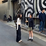 [SR-STUDIO] glowny Korean Designer Elastic Waist Straight Casual Pants 35IG