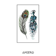 Temporary Tattoo - Peacock and Peacock Feather