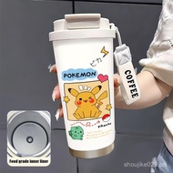 high-end 530ml straw office insulated cup portable water cup home compact Pikachu Poster Cartoon Des