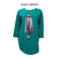 Blouse Muslimah Labuh Kartun Viral Hot Seller Long Sleeve Top Glamour Cartoon Berhijab OL Style 6362