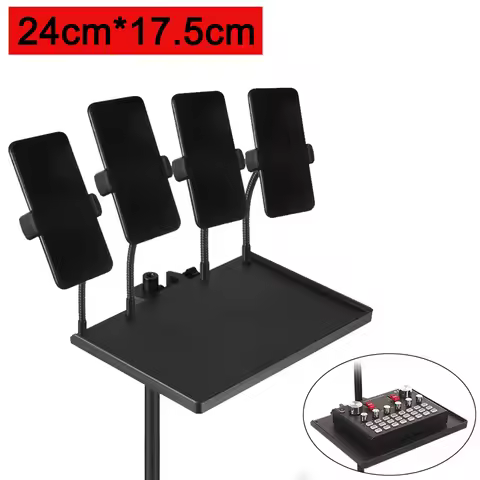 24x17.5cm Sound Card Tray Mobile Phone Stand Clip Clamp 1/4 Inch Threaded Live Microphone Plastic St