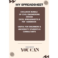 EXCLUSIVE BUNDLE  OF CIVIL ENGINEERING DESIGN EXCEL SPREADSHEETS & PDF HANDBOOK USEFUL FOR ENGINNERS