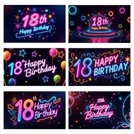 18th Birthday Banner Decorations,Happy 18 Birthday Backdrop Party Supplies - Eighteen Birthday Poste