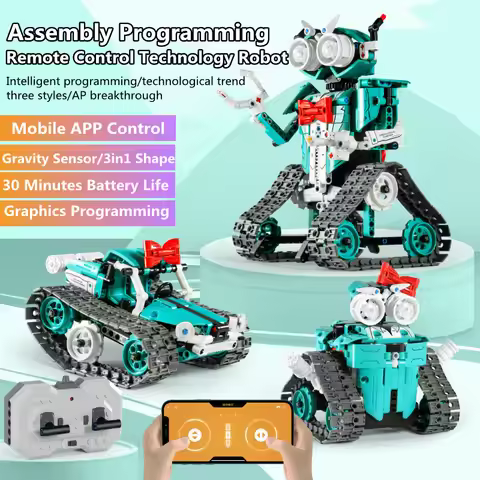 Smart Programming RC Robot 360°Rotation 408PCS DIY Assembly Blocks 3 Styles Gravity Sensor Dual Remo