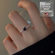 Black Heart Ring Korea Style Cool Tone Minimalist Statement Finger Jewelry for BFF KR37