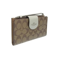 [Coach] Wallet Women's Outlet Long Wallet with Strap Signature PVC Leather Brand C2874 C2869 C8729 C3722 TECH WALLET (KHAKI /LIGHT SAGE/Green)