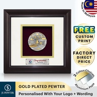 (JS Pewter) Solid Frame 10"x10" Gold Plated PEWTER  | Putrajaya (Round) | Souvenir | Corporate Gifts