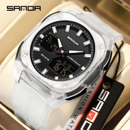 SANDA Couple Watches Unisex Gift 31 World Time Zones 4 Alarms Snooze Function 50m Waterproof Countdo