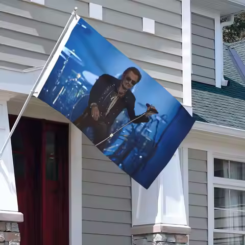 Rock Star Johnny Hallyday Flag Outdoor Banner Polyester Decoration Double Sided 2x3 3x5 4x6 FT Flags