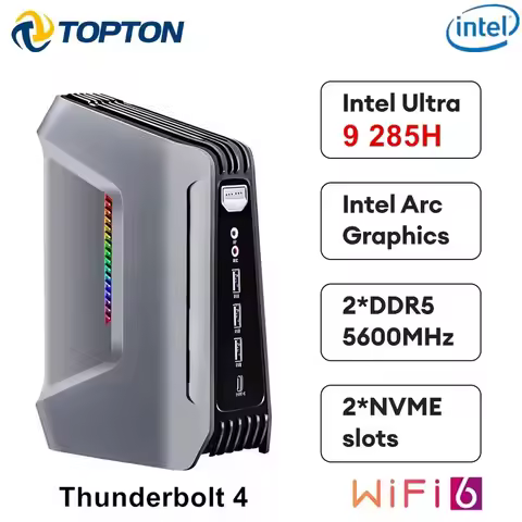 Topton F12 AI Gaming Mini PC Intel Core Ultra 9 285H 7 255H Thunderbolt 4 2xDDR5 2xPCIe 2x2.5G LAN W