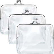 3 Pieces Clear Coin Purse for Women Kiss Lock Coin Purse Transparent Change Purse Wallet Waterproof 