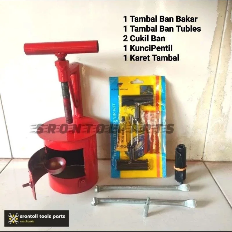 SEPAKET alat tambal ban bakar dan tubeles alat tambal ban bakar motor lengkap manual mini