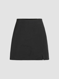Cider Cider KPOP High Waist Zip Up Slit Mini Skirt