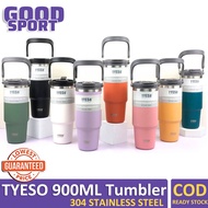 TYESO 900ML Tumbler Hot And Cold Stainless Steel Mug Thermos flask Water Bottle with Straw Handle