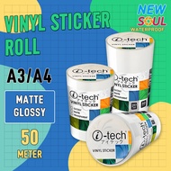 Vinyl Sticker Roll A4 & A3 Waterproof 50Meters Printable High Quality ITech Brand