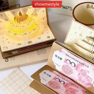 SMS 3D Music Light Birthday Card Creative Pop Up Cake Lucky Money Red Envelope Greeting Card With Li