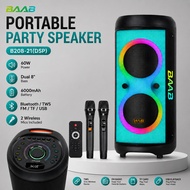 PORTABLE SPEAKER BAAB B208-21 PORTABLE SPEAKER 8"*2 USB / TWS / BT / FM / TF / REMOTE CONTROL AND MI