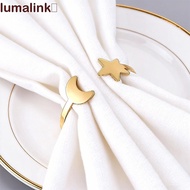 LUMALINK​ 6PCS Star Napkin Buckle, Minimalist Metal Moon Napkin Rings, Party Supplies Gold/Silver Mo
