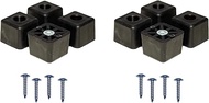 8 Large Cube Square Rubber Feet Bumpers w/Screws - 1.125 H X 1.500 W - Made in USA - Heavy Duty - No