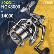 Fishing Reel 10000 NGK8000 9000 10000 12000 14000 Spinning Reel 4.8:1 Max Drag 20KG Long Shot Saltwater FreshWater Deep Sea Fishing Accessories