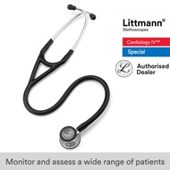 Littmann Stethoscope Black Tube, Mirror Finish Chestpiece, Stainless Stem, Cardiology IV 6177