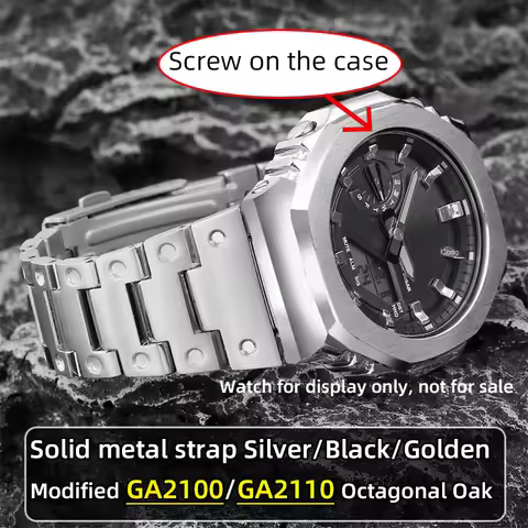 Mod kit GA2100 bezel ga2100 strap stainless steel metal strap case set silver gold black GA-2100 GA-