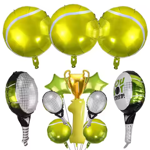 Racket Tennis Ball Foil Balloons Golden Trophy Balloons Boys Baby Shower Tennis Ball Sports Themed P