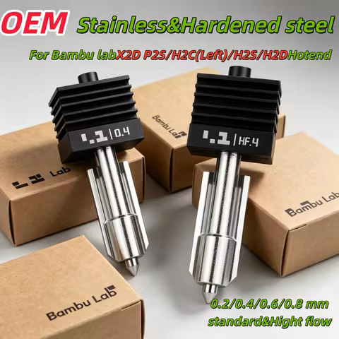 X2D P2S H2C(Left) H2S H2D Hotend Nozzle for Bambu Lab 3D Printer, Hardened Steel & Stainless Steel, 