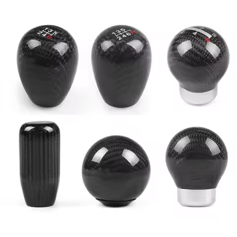 5/6 Speed Real Carbon Fiber Gear Shift Knob Round Ball Shape Manual Transmission Shifter Lever Knob 