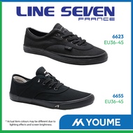 LINE7 Unisex Secondary School Low Cut Canvas Black Shoes 4-5 Eyelets Retro Anti Slip 6623 6655