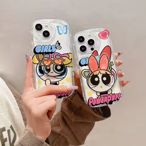 Cute The P-Powerpuffs Girls 3D Wave Bracket Case For Samsung A73 A72 A71 A55 A54 A53 A35 A34 A33 A25