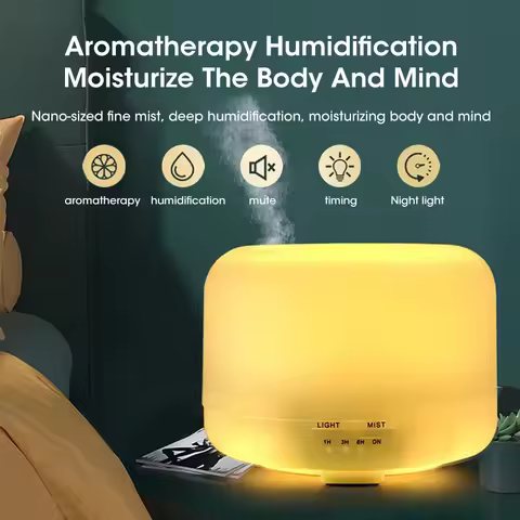 White 500ML Air Humidifier Colorful Night Light 6H Timing Essential Oil Aroma Diffuser USB Humidifie