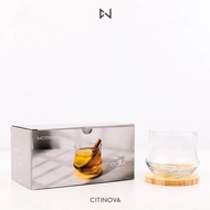 1SET ISI 2PCS GELAS OCHA CITINOVA/GELAS KACA/GELAS DAN TATAKAN KAYU/GELAS MINUM/GELAS/GLASS