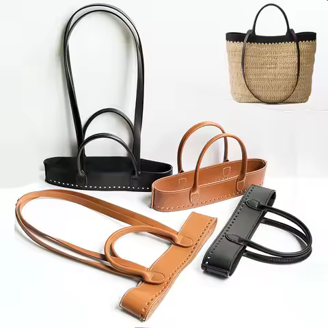 DIY Knitting Crochet Bag Accessories Set Genuine Leather Handles For PRADA Bag Handmade Making Woven
