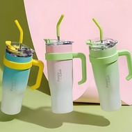 Funnycook 1.2 Liter Stainless Steel Tumbler Drinking Bottle with Handle Free Straw Vacuum Kitchenwar