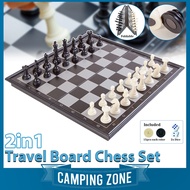 2in1 Travel Chess Board Set Magnetic Chess Board Set Educational Folding Chess Game Papan Chess (Che