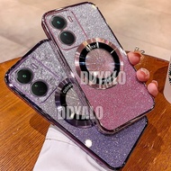 Casing for vivo Y16 Plating Glitter Clear phone case with Strong Magnetic suction and anti drop lens