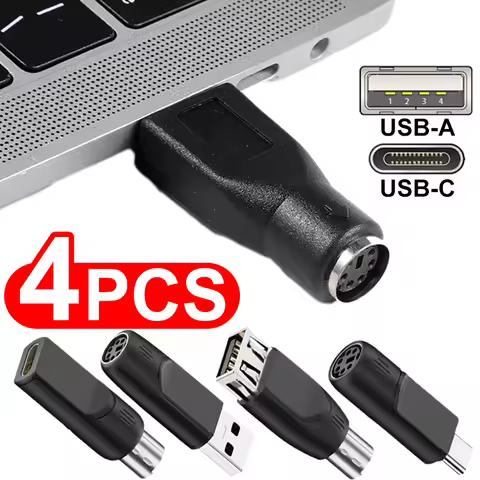 USB-A USB-C To For PS2 Converter Keyboard Mouse Circular Hole 6-pin Adapter USB Female To For PS2 Ma