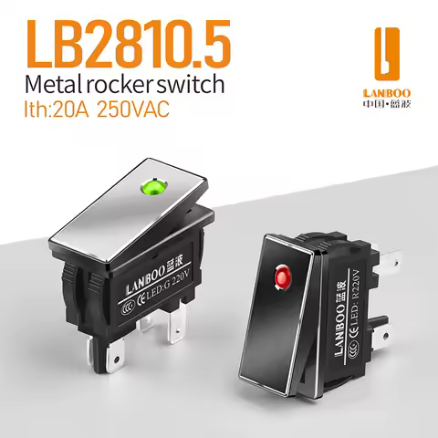 LANBOO 2810.5 series Safe high current rocker switch 16Amp high current 2NO with LED 2 gears 5-24V/2