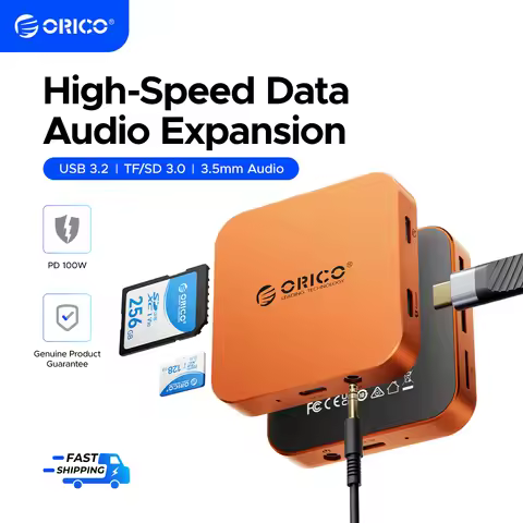 ORICO Magnetic USB C Hub Card Reader 6 IN 1 USB-C to SD/TF Slot Adapter PD100W USB C HUB For Phone L