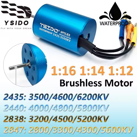 YSIDO RC Brushless Motor 2838 2847 2435 2440 Waterproof Motor for 1:16 1:14 1:12 Timaya Redcat Wltoy