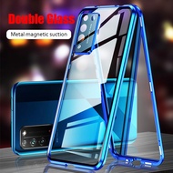 ⭐NEW⭐Oppo Reno5 Z Reno6 Reno 5Z 6 5 Pro A92 A52 A53 Double-sided Tempered Glass Magnetic Phone Case Metal Cover With Lens Protective Glass Film Case