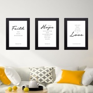 HIASAN DINDING Christian wall Hanging, Faith, Hope, Love, Bible Verse Frame, Bible wall decor, A4 Ch